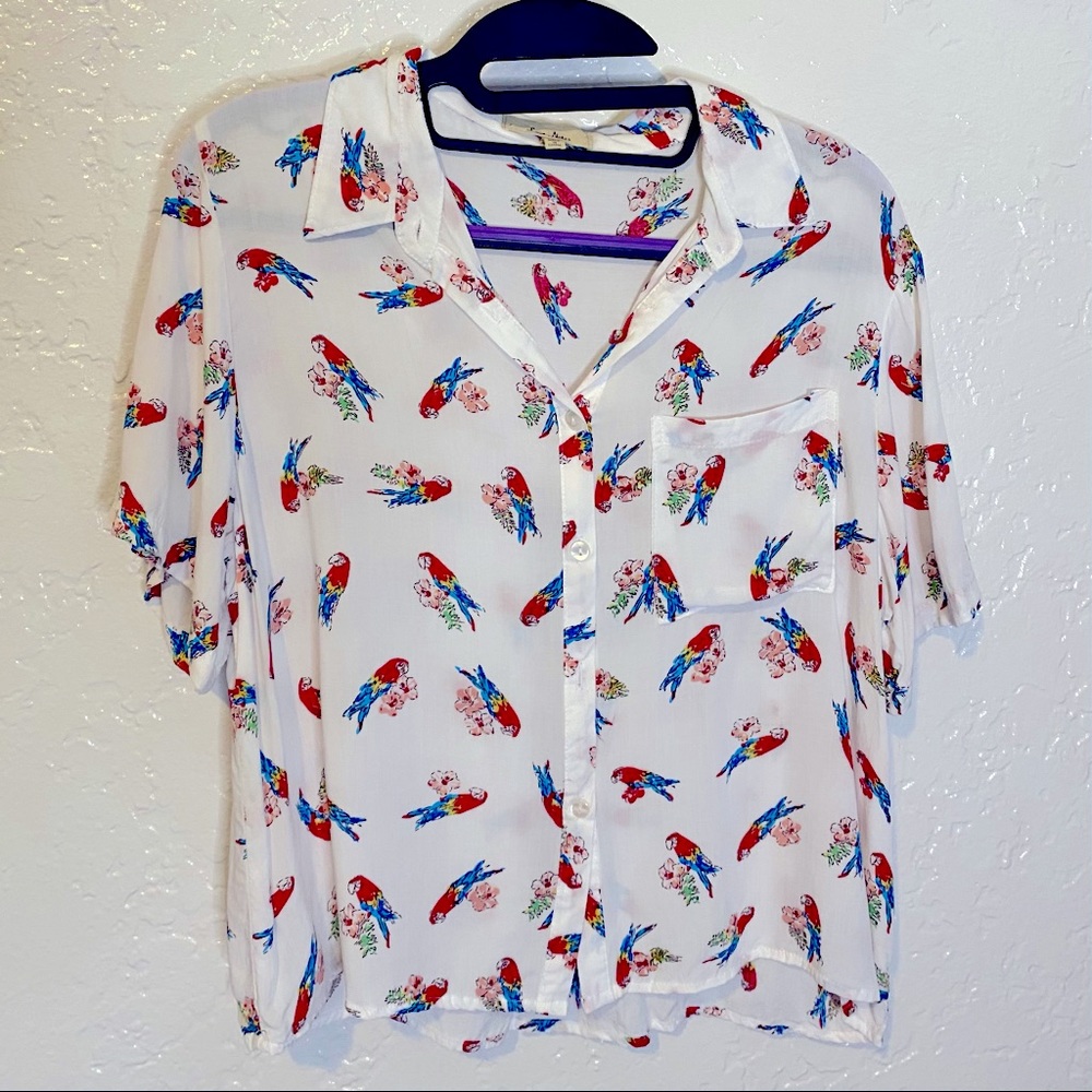 Tropical Button Up Crop Top